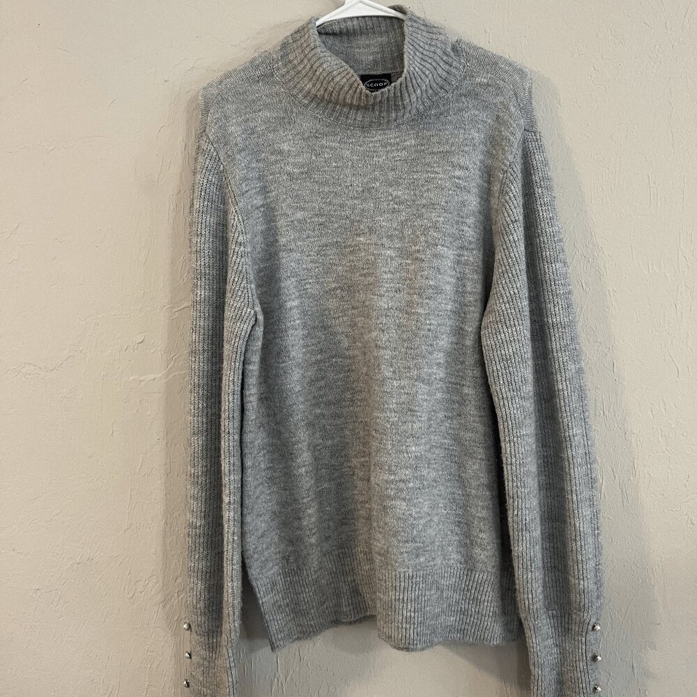 Scoop Women’s Ribbed Turtleneck Sweater – Gray, XL